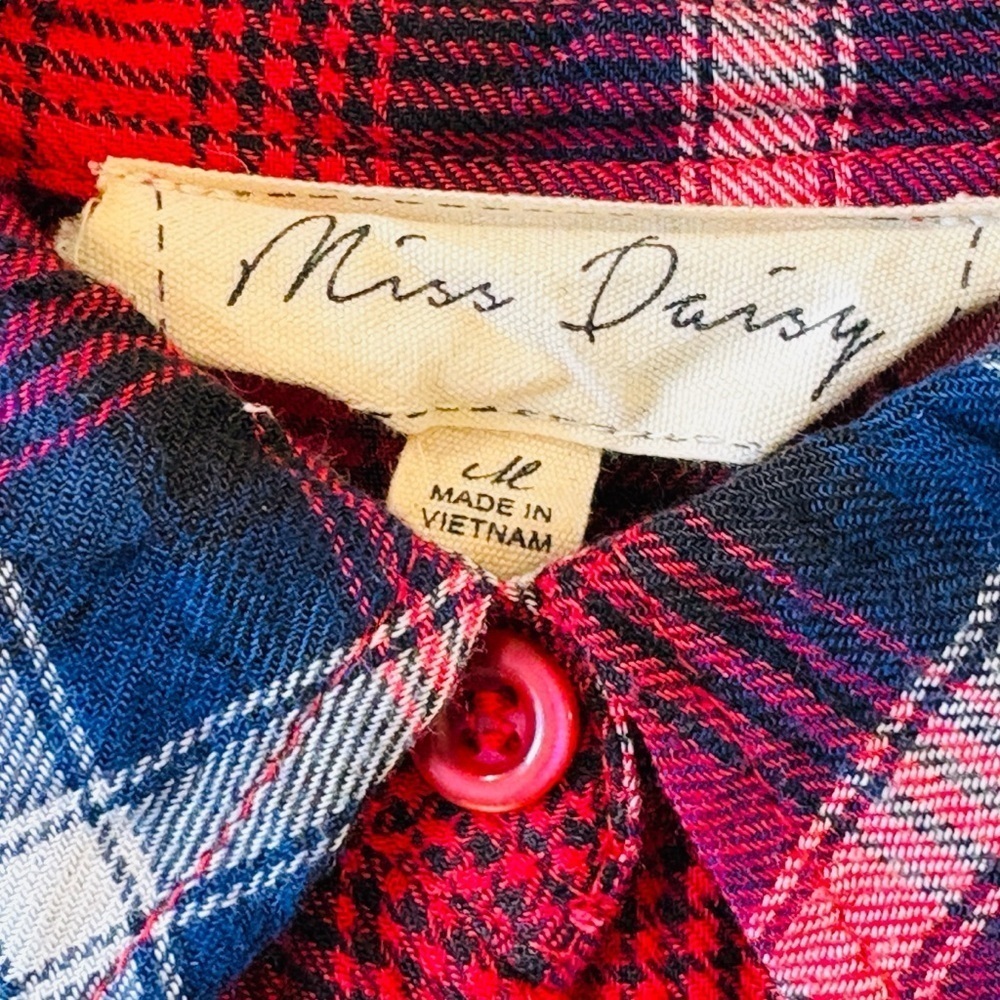 Miss Daisy Plaid Womens Button Down Shirt Size Medium - Picture 5 of 5